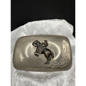 Vintage Horse Belt Buckle Pony Western Silver Tone Made‎ USA Dad Gift